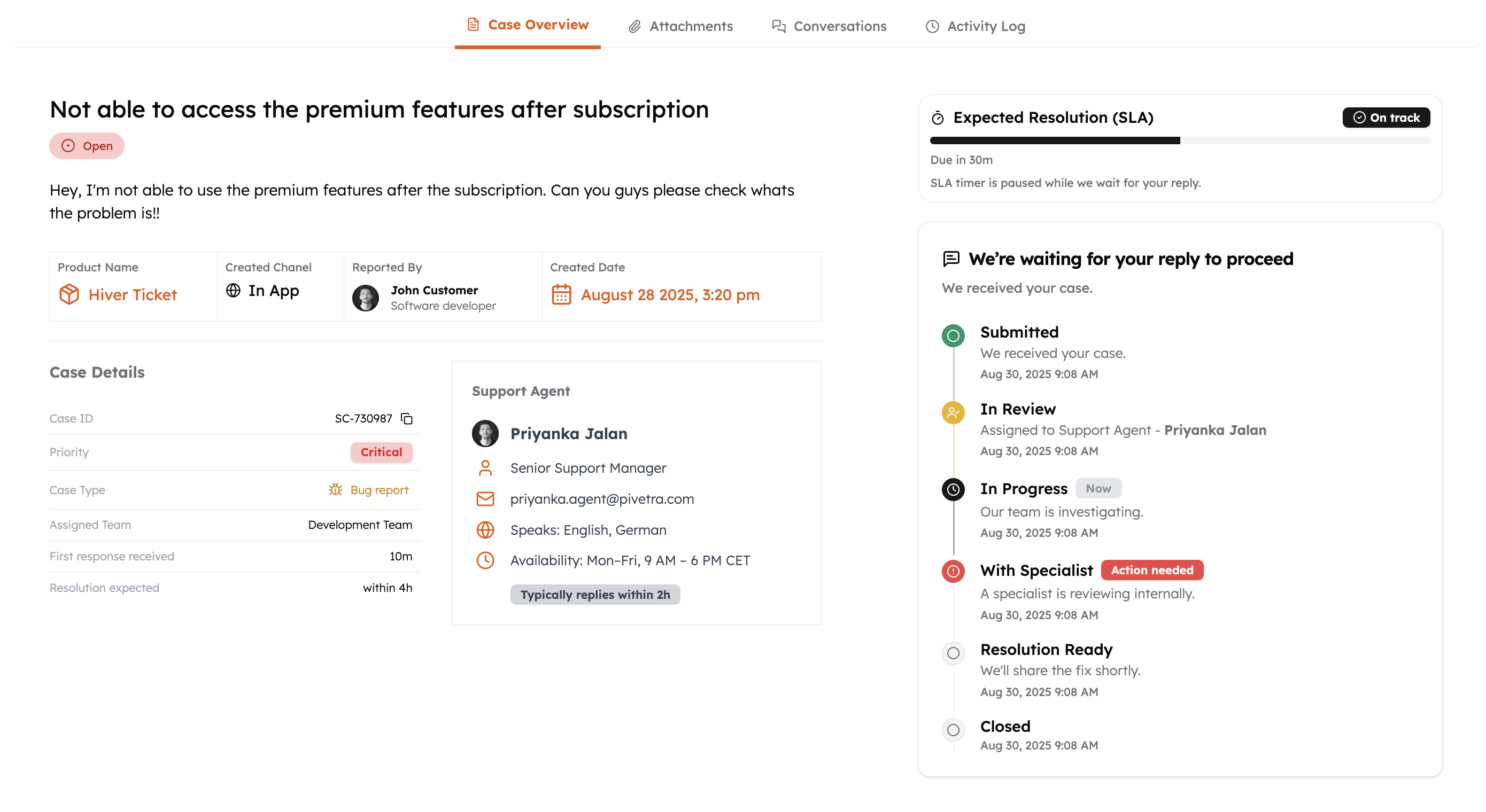 Customer Case Overview